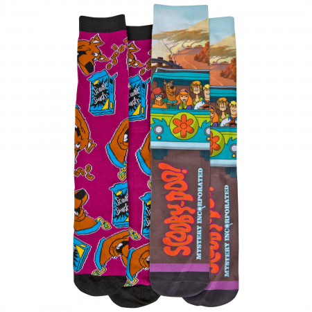 Scooby-Doo Mystery Machine and Scooby Snacks Sublimated 2-Pack Socks